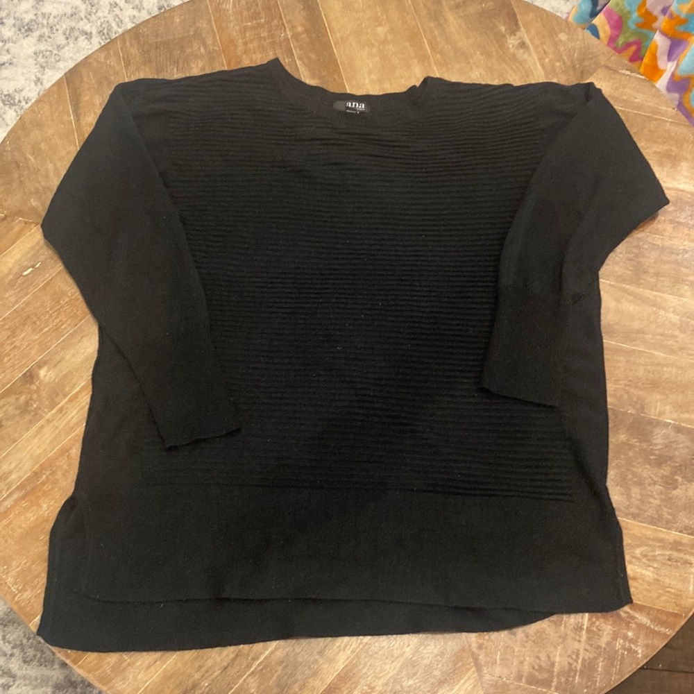 a.n.a Black Ribbed Sweater [Size: XL]